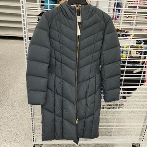 Cole Haan Women's Chevron Quilted Down Puffer Coat - Dark Gray